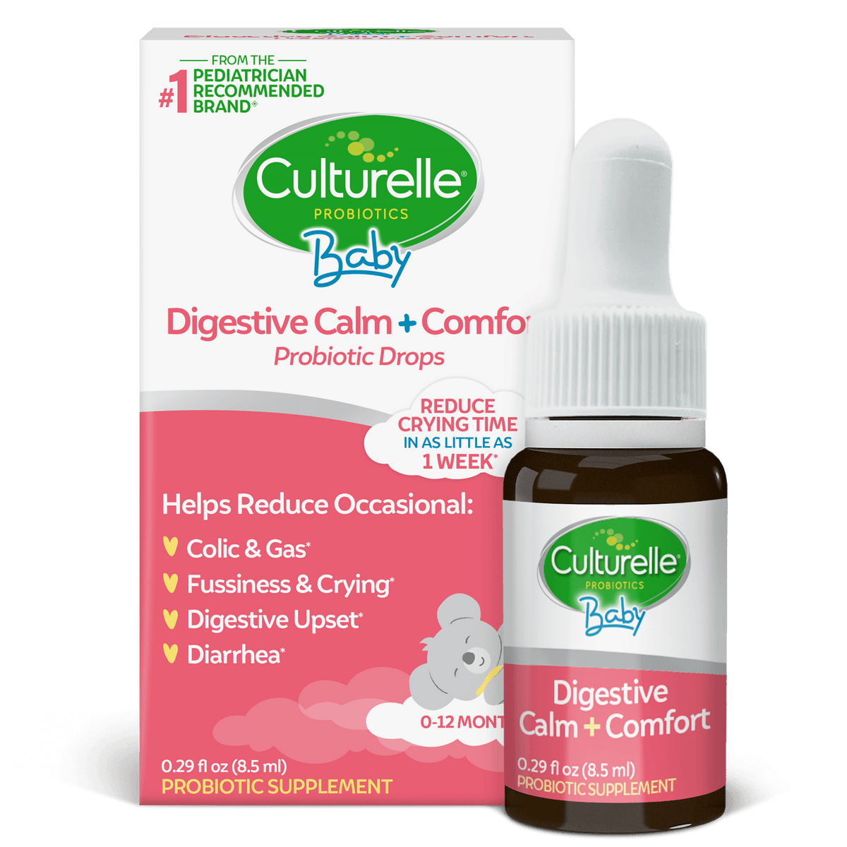 baby calm + comfort probiotic drops packaging and bottle