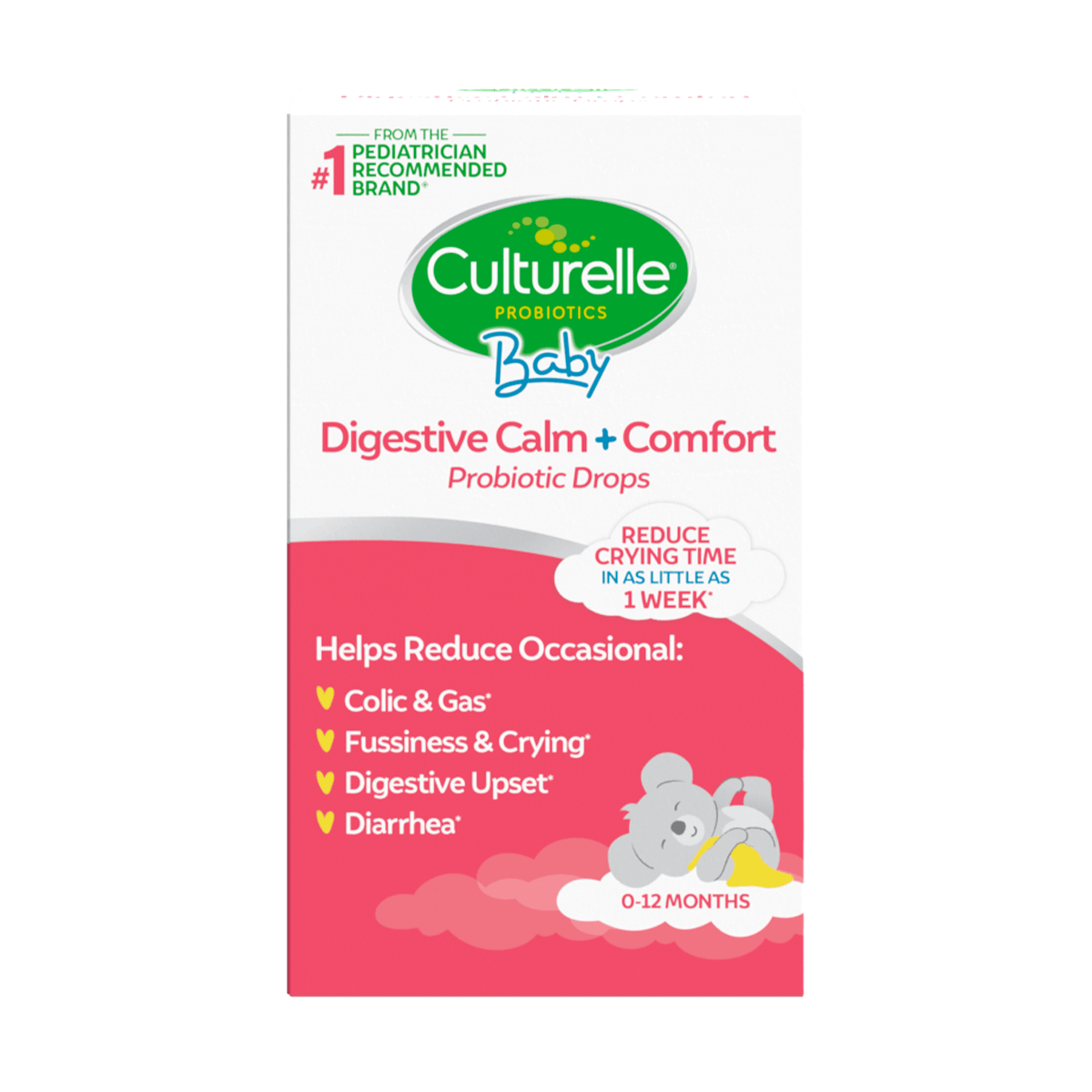 baby digestive calm + comfort probiotic drops packaging front