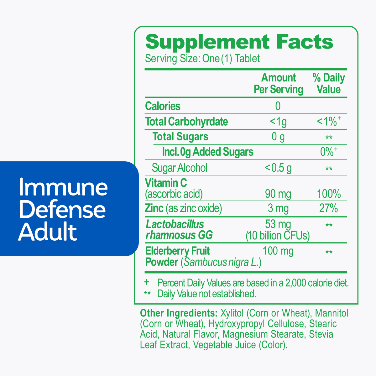 immune defense adult supplement facts